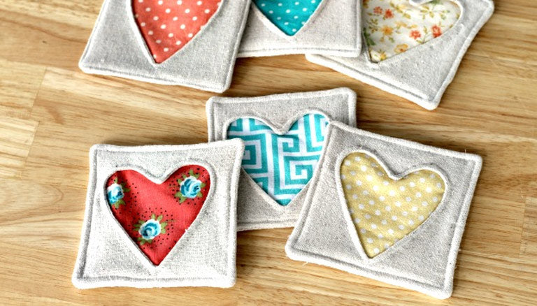 Image of Reverse Applique Heart Coasters thumbnail