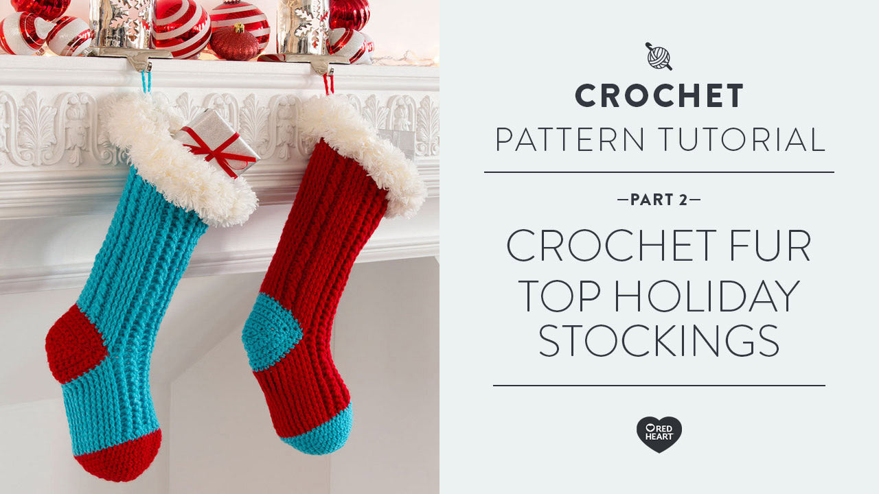 Image of Crochet Fur Top Holiday Stockings Part 2 of 2 thumbnail