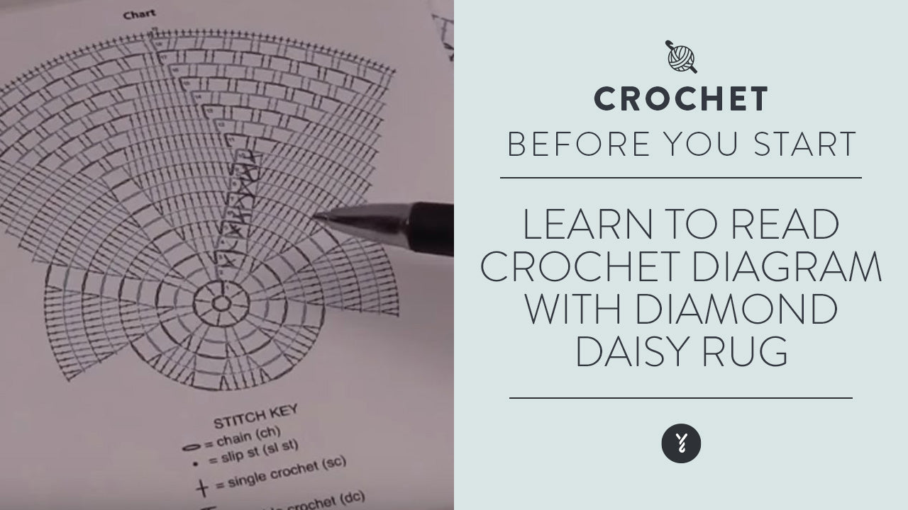 Image of Learn Read Crochet Diagram with Diamond Daisy Rug thumbnail