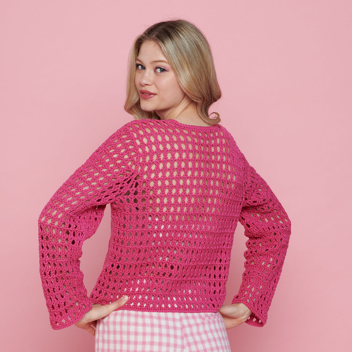 Crochet Mesh Cardigan made using Bernat yarn