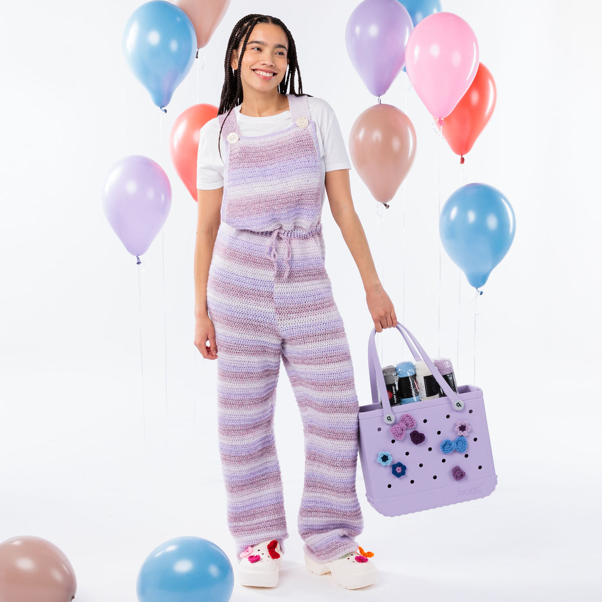 Crochet Overalls made using Bernat yarn