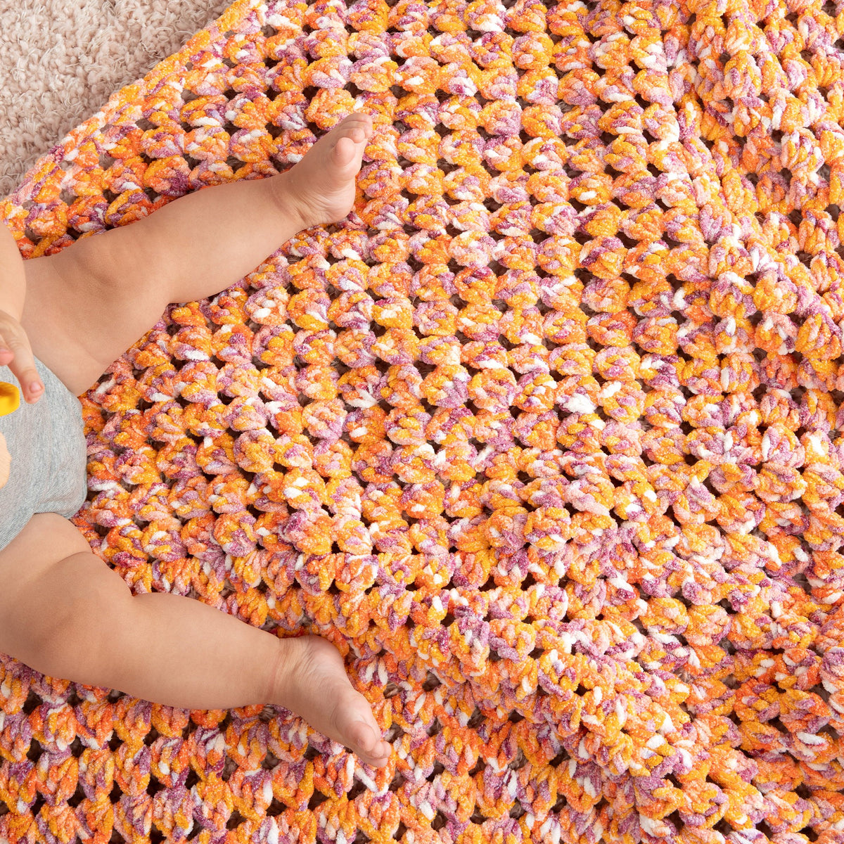 Crochet Blanket made in Bernat Baby Blanket Yarn