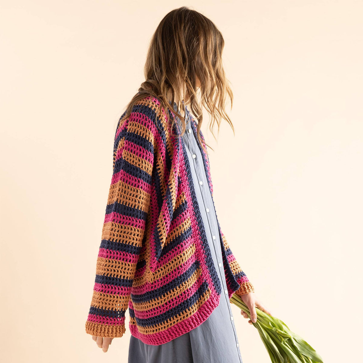 Crochet Cardigan made in Bernat Baby Blanket Yarn