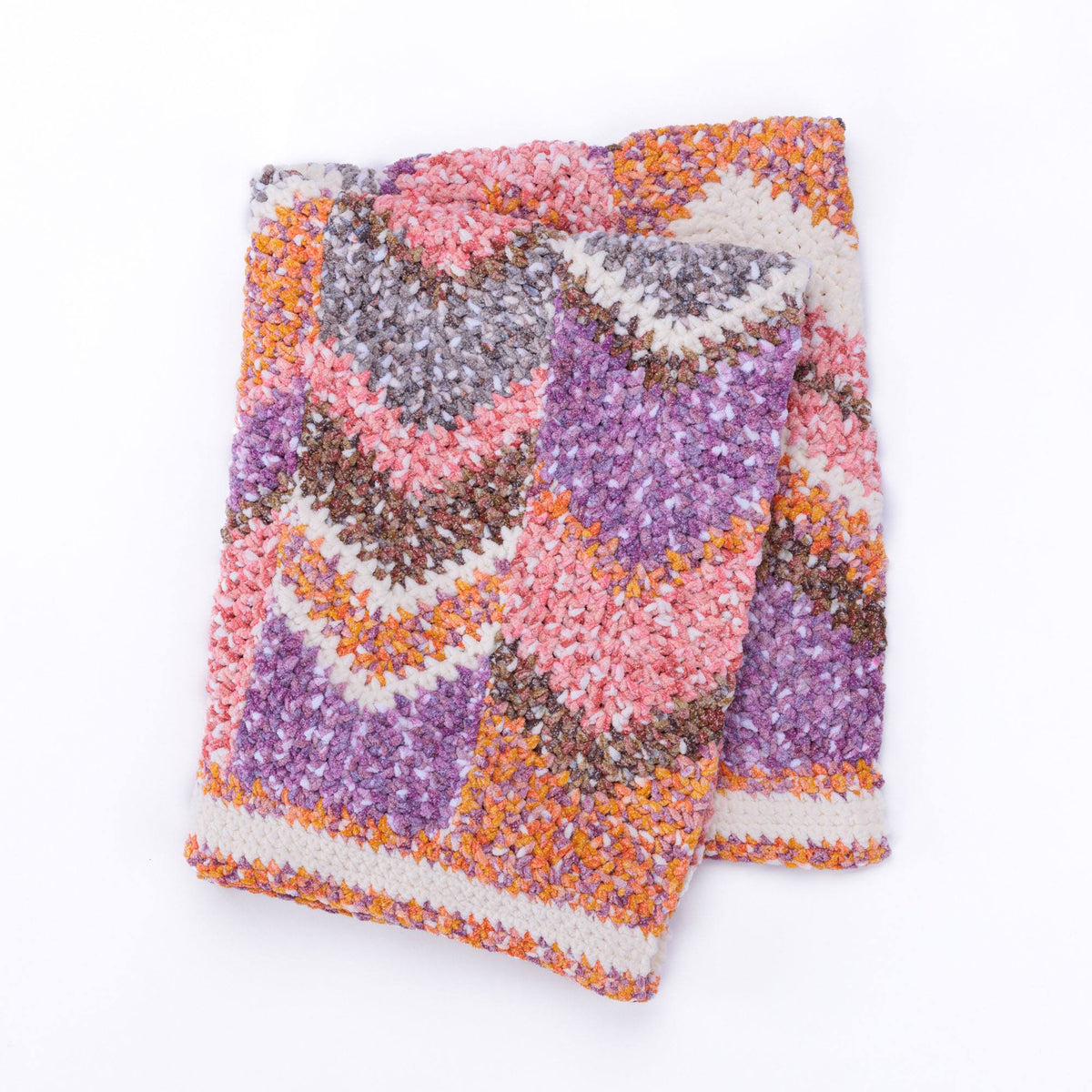 Moss Stitch Peaks Crochet Toddler Blanket made using Bernat yarn