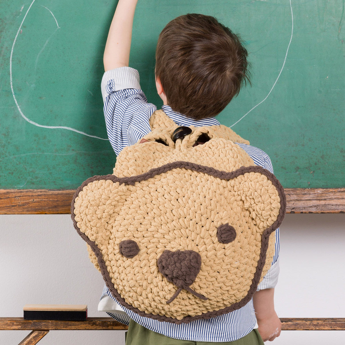 Crochet Bear-Y Cute Backpack made using Bernat yarn