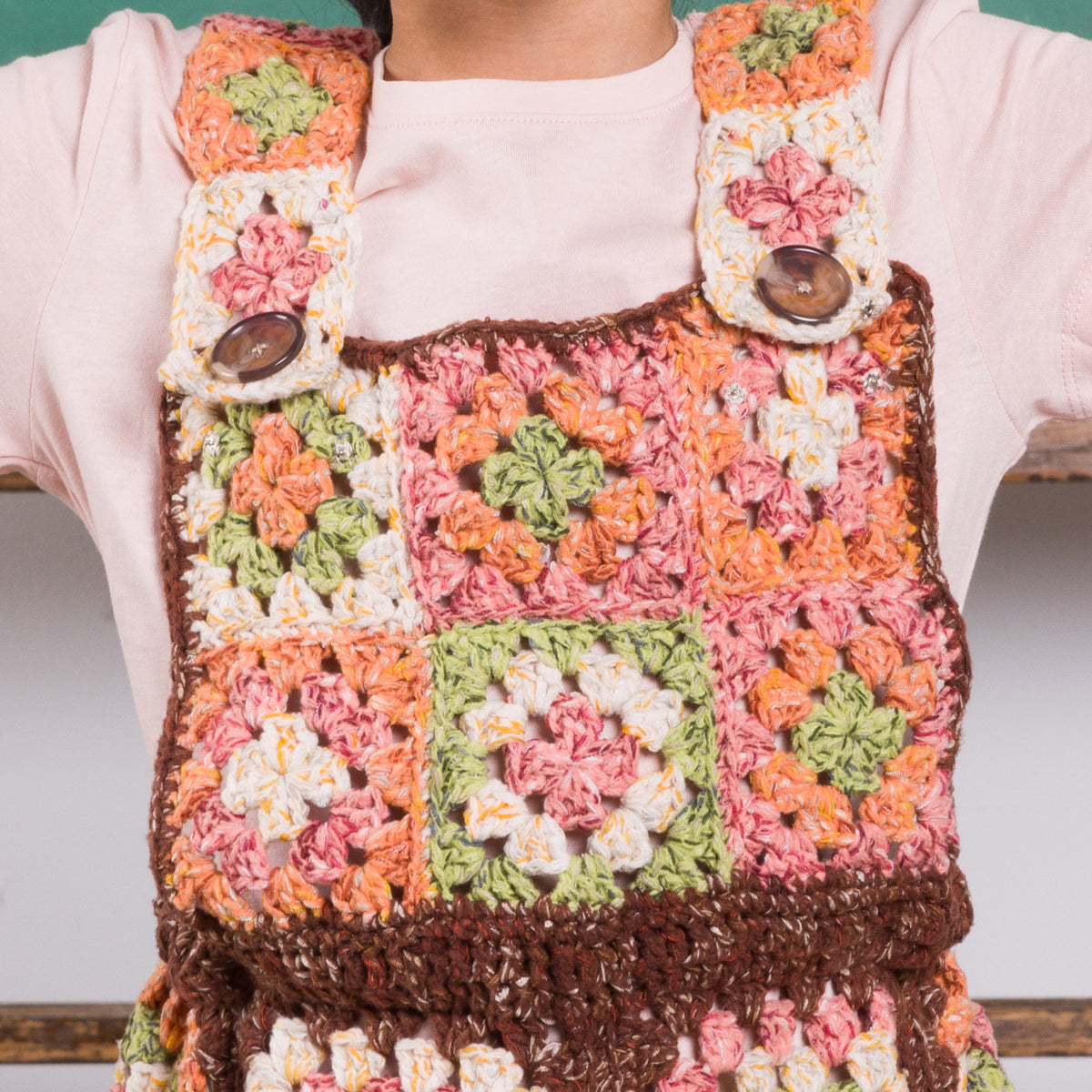 Lattice Crochet Granny Jumper Dress made using Bernat yarn