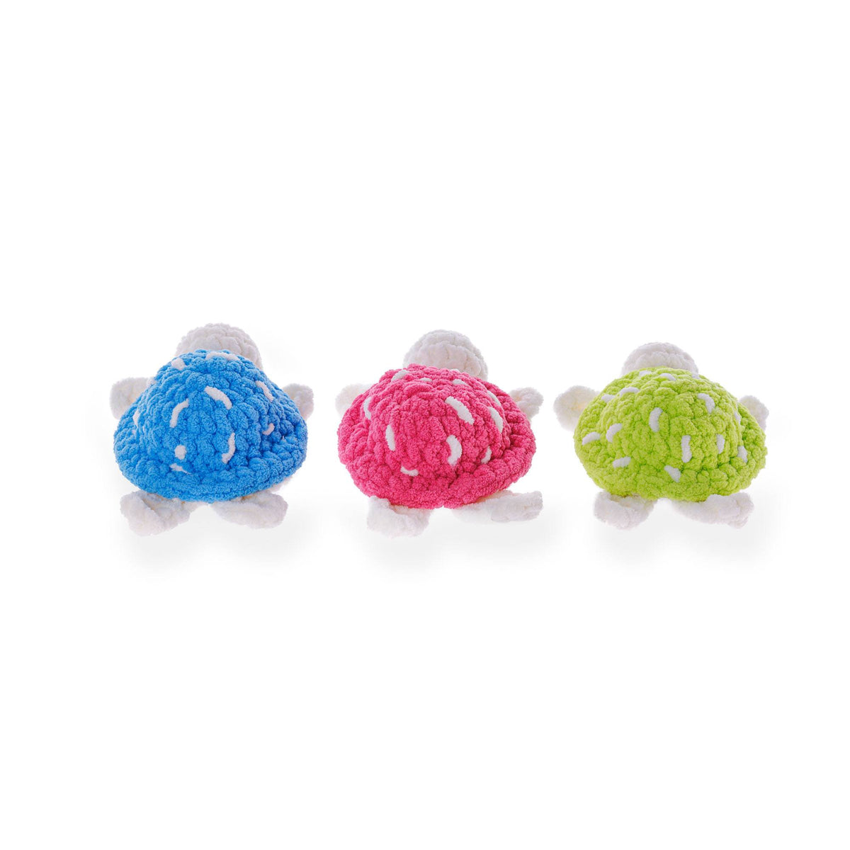 Mushroom Turtle Crochet Charms made using Bernat yarn