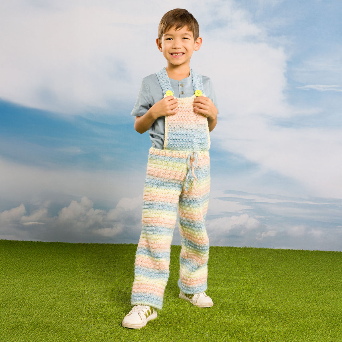 Crochet Kid'S Overalls made using Bernat yarn