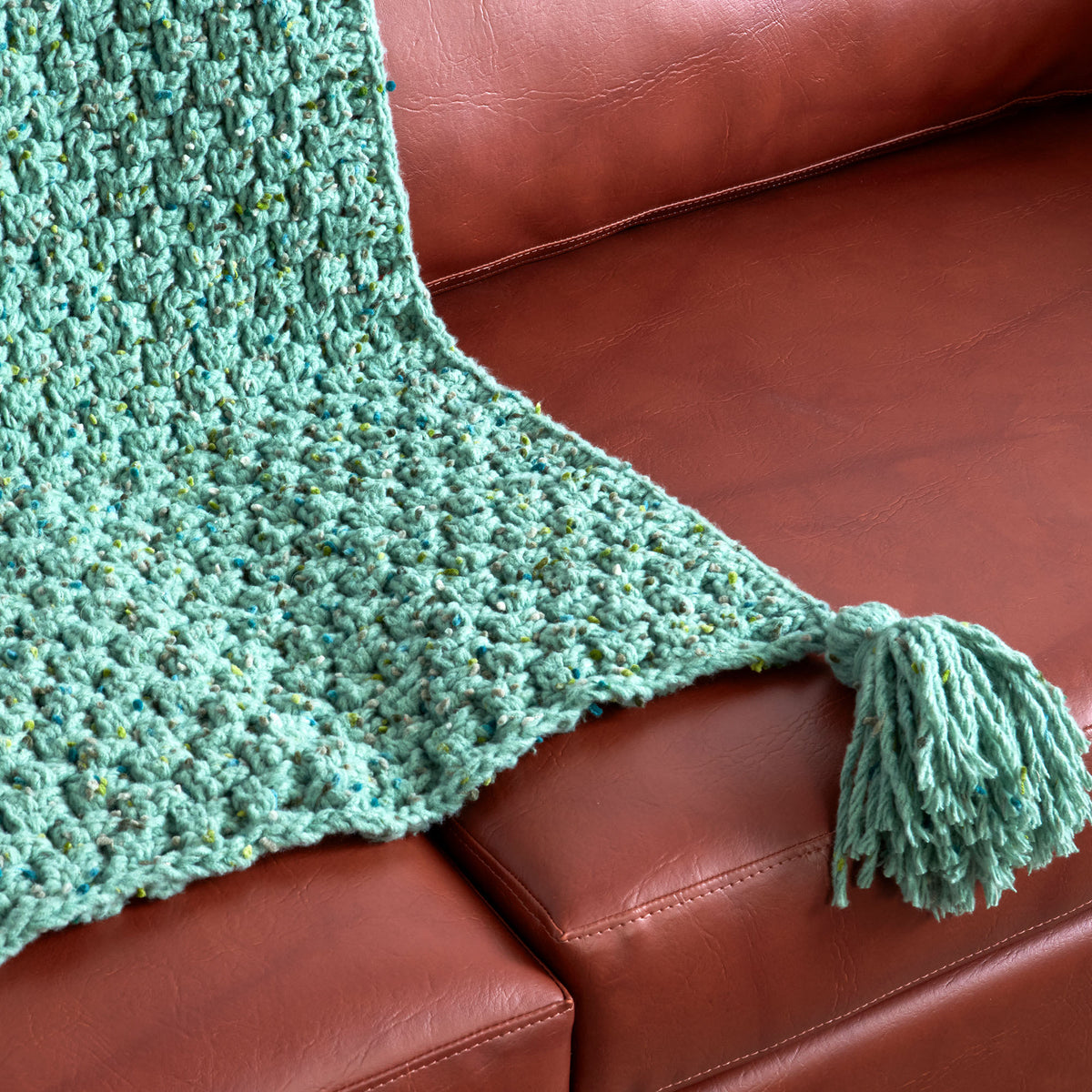 Crochet Blanket made in Bernat Forever Fleece Tweeds Yarn