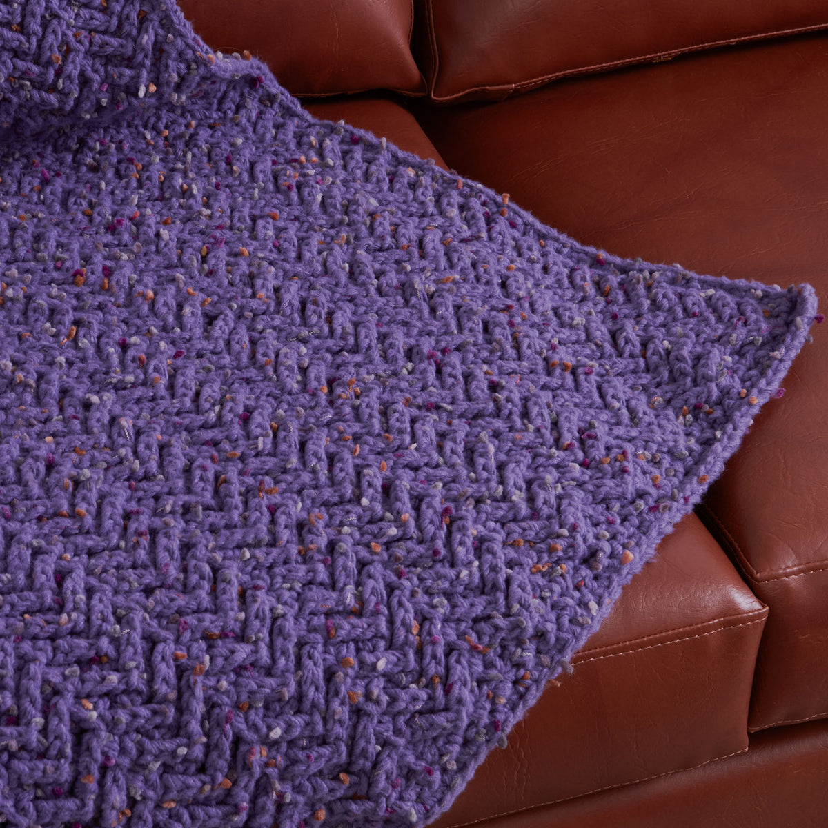 Crochet Blanket made in Bernat Forever Fleece Tweeds Yarn