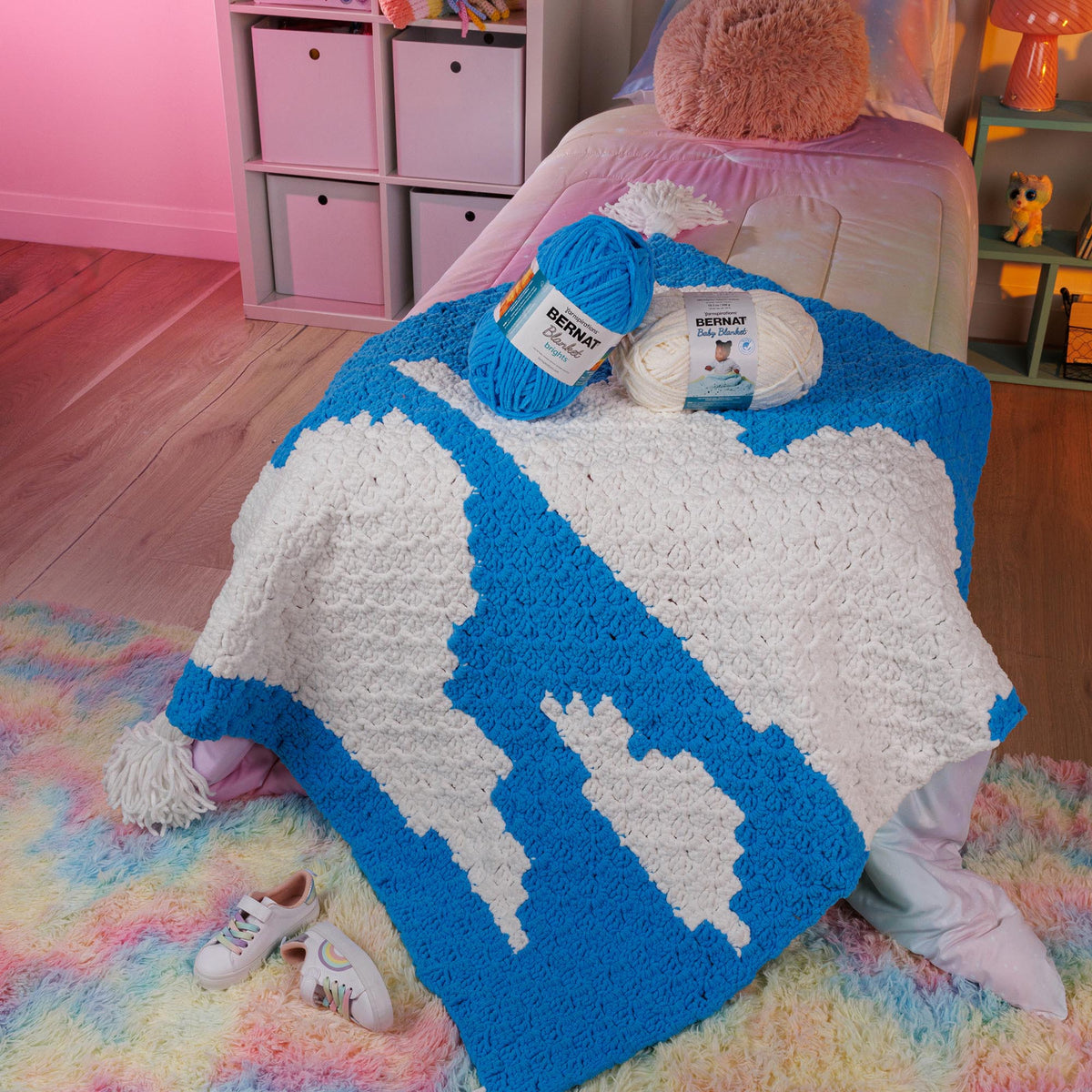Crochet Blanket made in Bernat Blanket,Blanket Brights Yarn