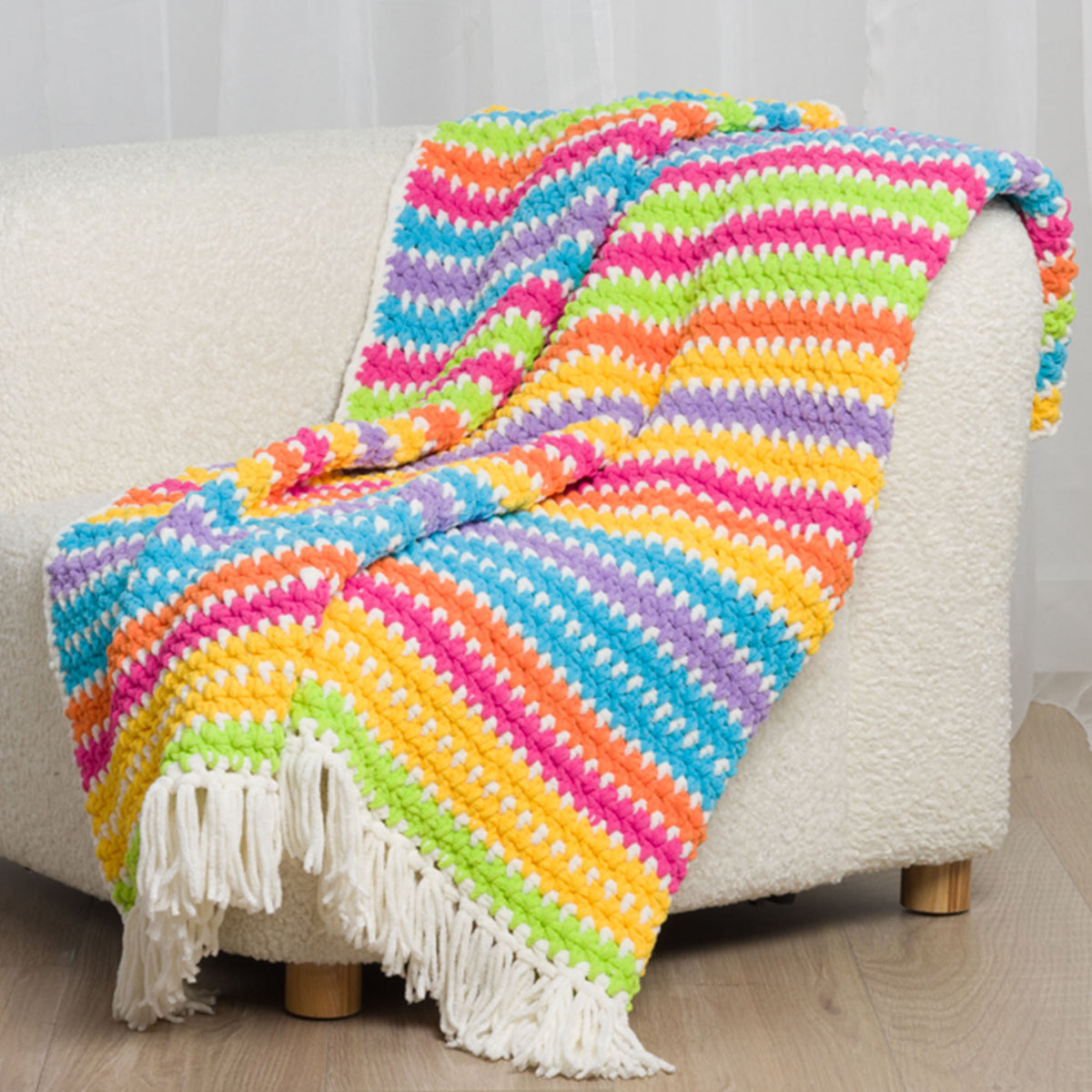 Feel The Colors Crochet Blanket made using Bernat yarn