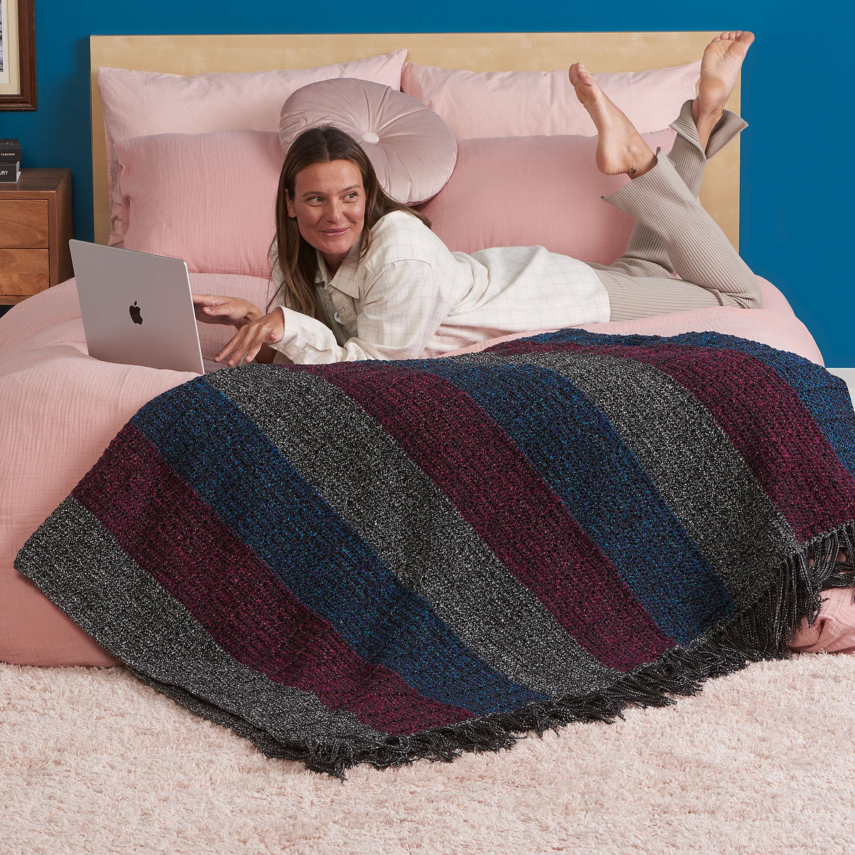 Bump In The Road Crochet Blanket made using Bernat yarn