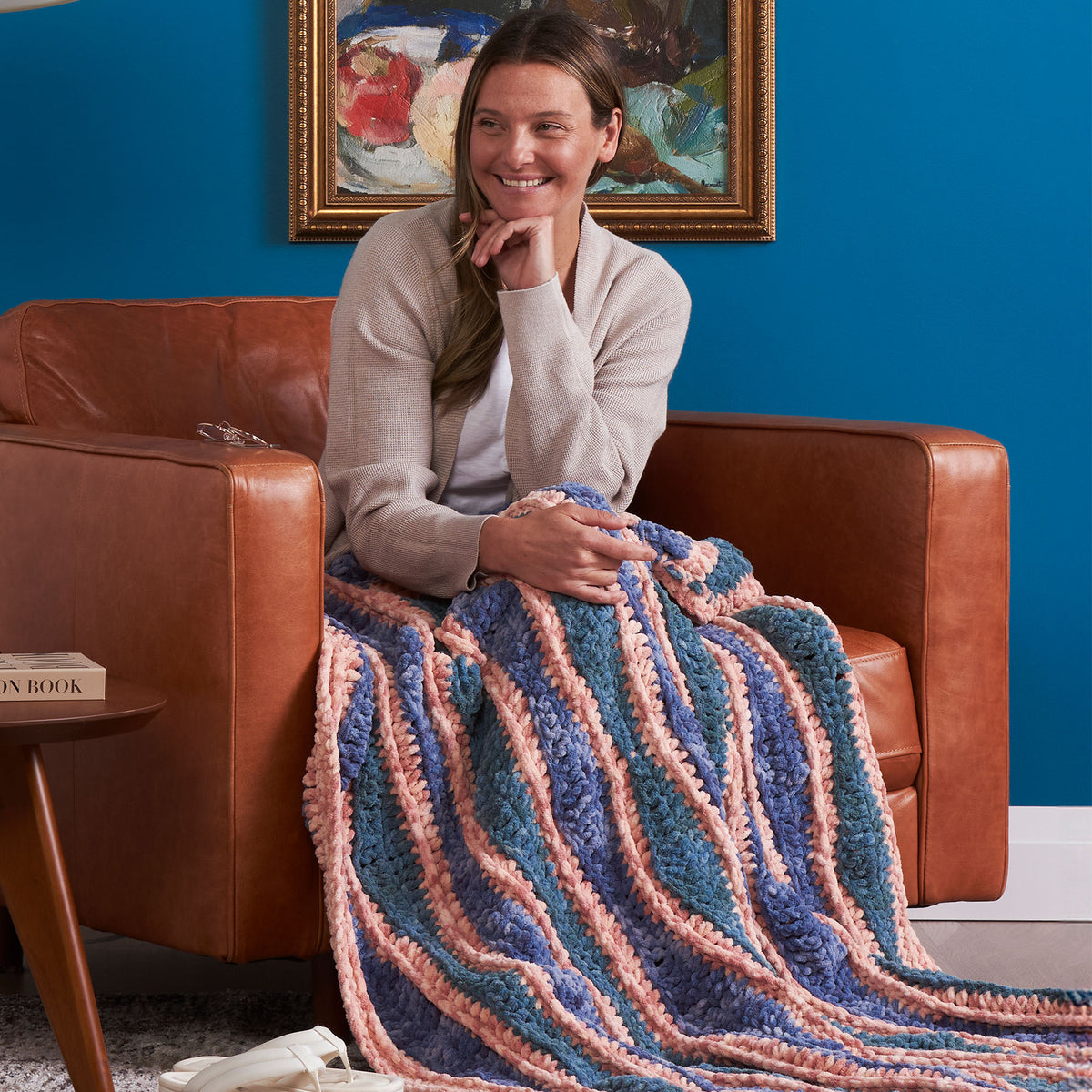 Crochet Waves Blanket made using Bernat yarn