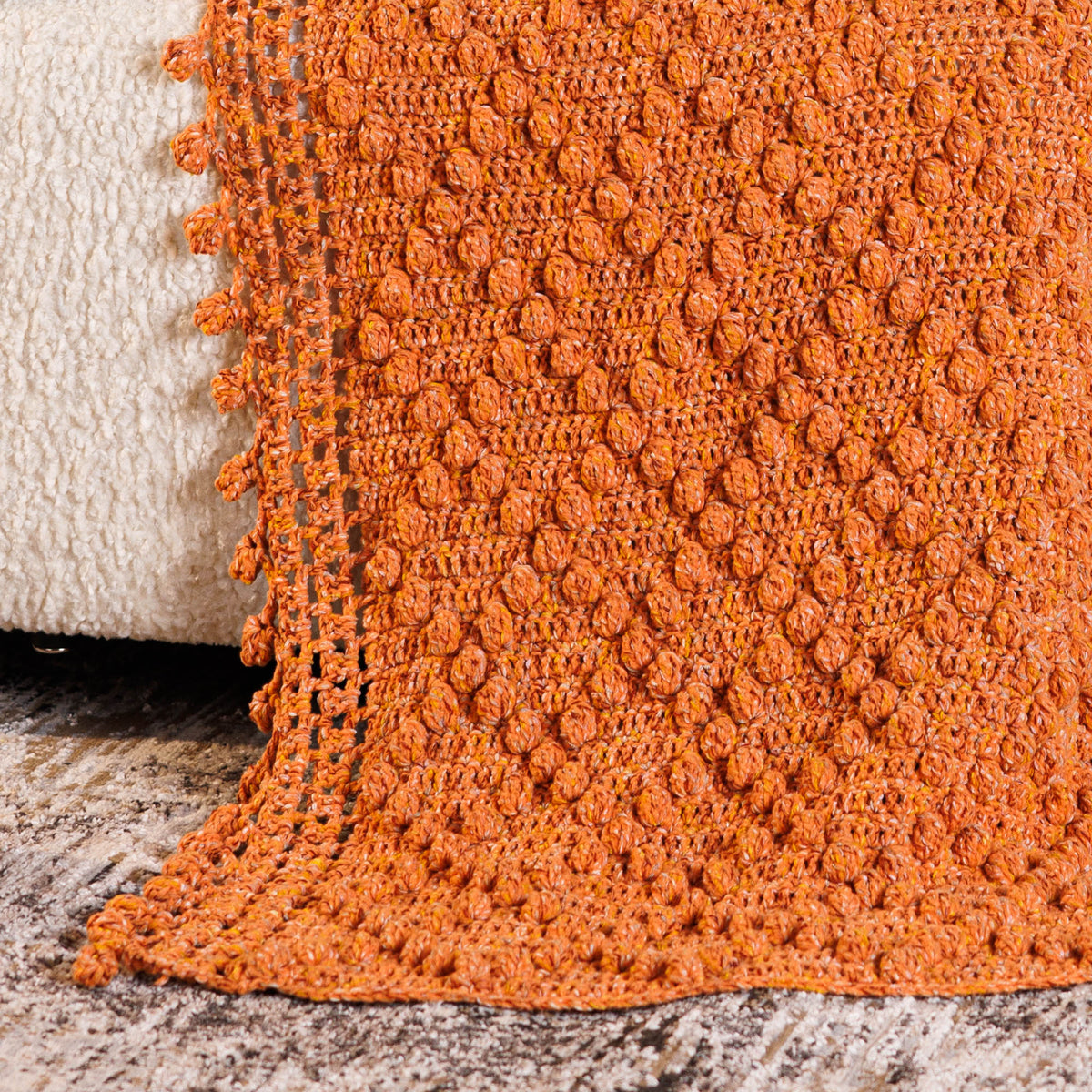 Textured Diamond Crochet Throw made using Bernat yarn