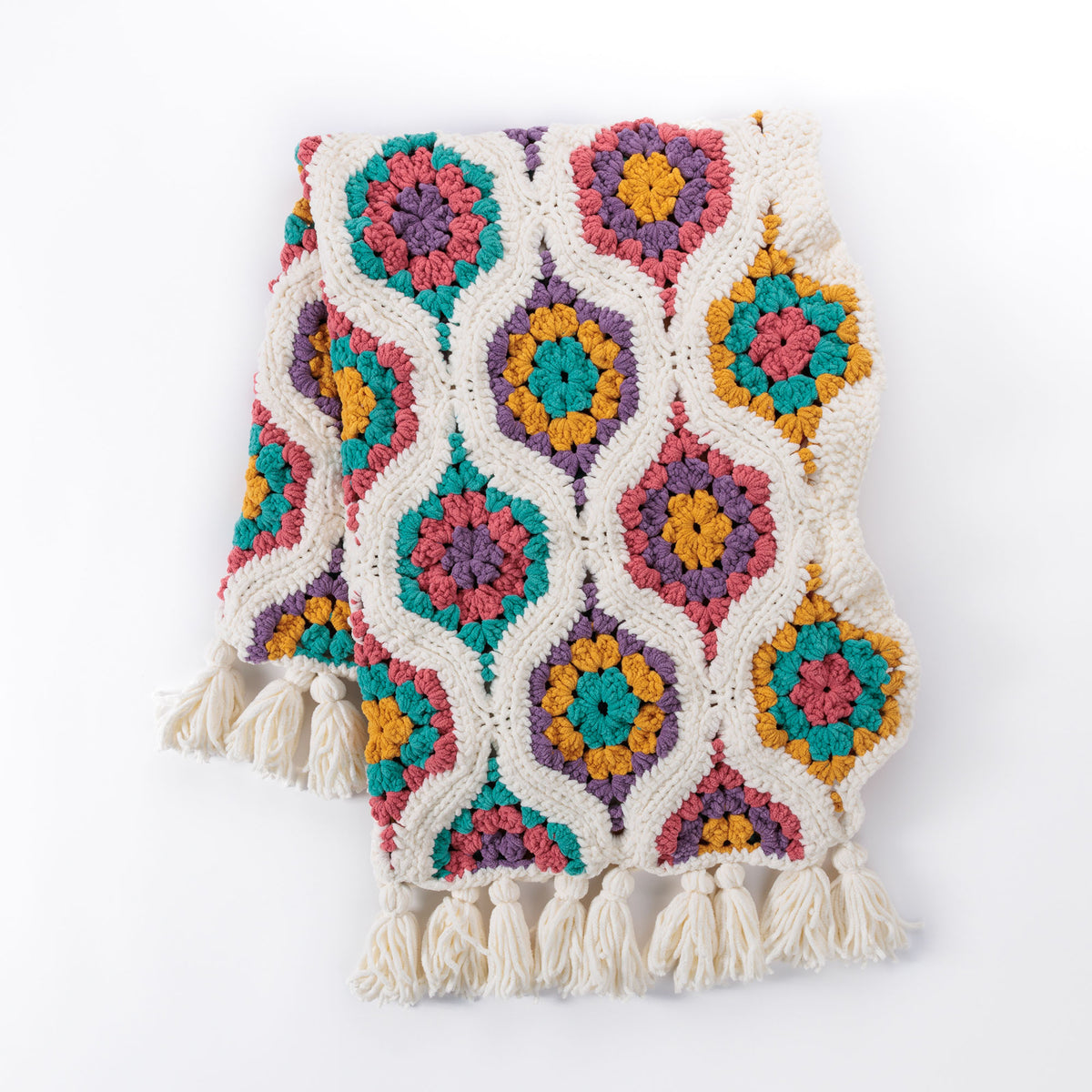 Holiday Ornaments Crochet Blanket made using Bernat yarn