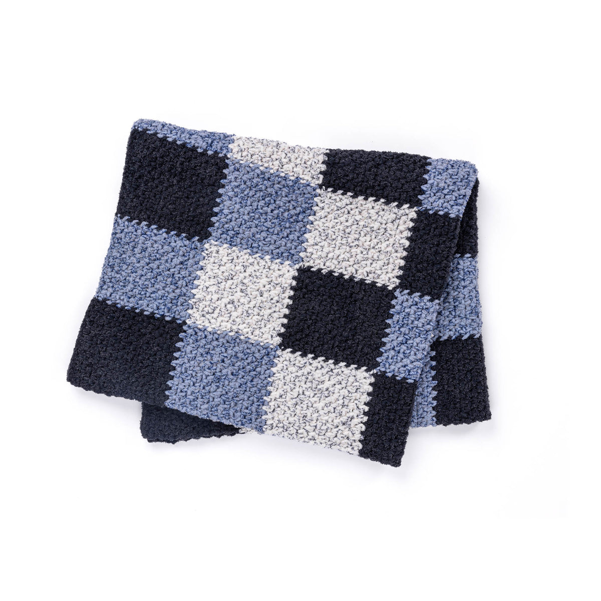 Checks & Balances Crochet Blanket made using Bernat yarn