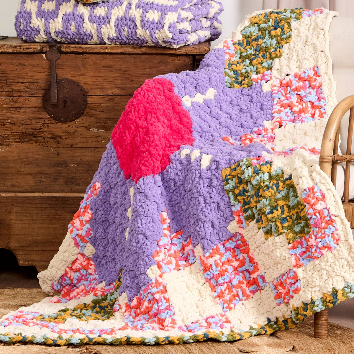 Meadow Magic Corner To Corner Crochet Blanket made using Bernat yarn