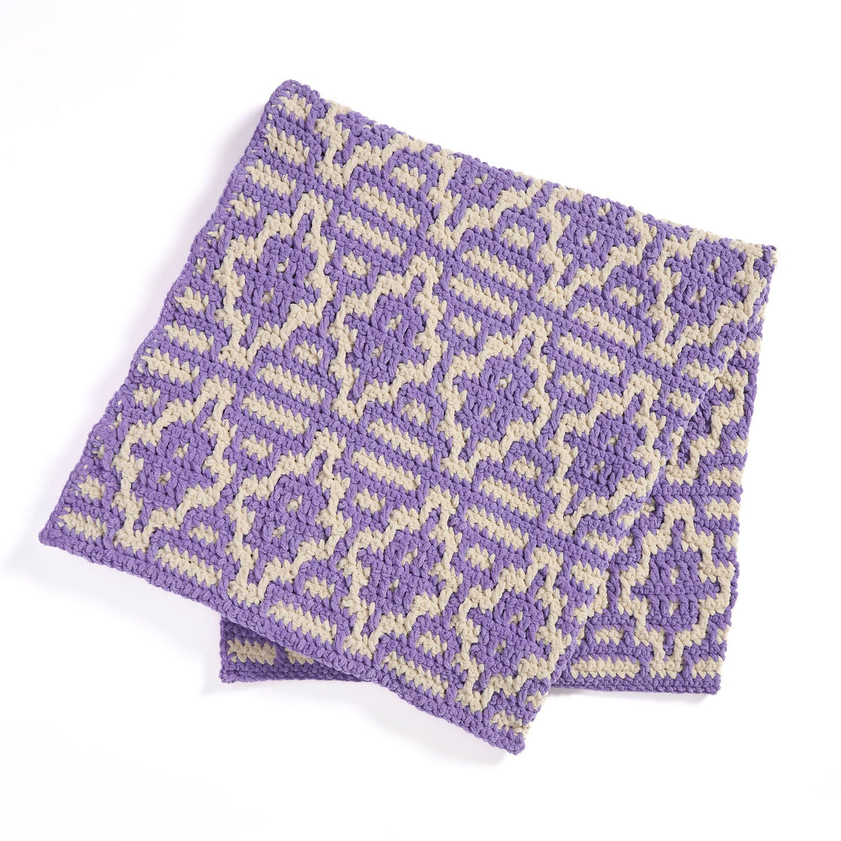 Prism Pathways Mosaic Crochet Blanket made using Bernat yarn