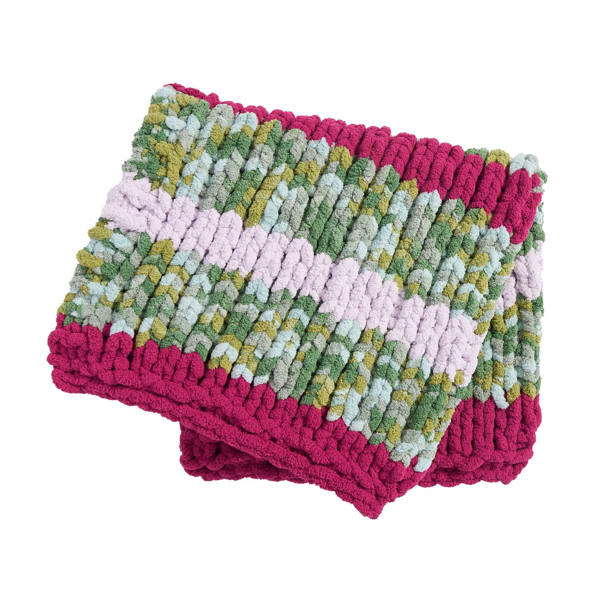 Cozy Horizon Knit Blanket made using Bernat yarn
