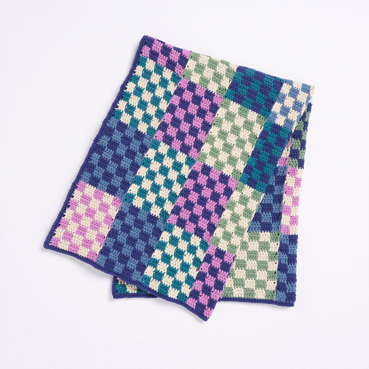Maker Color Block Crochet Blanket made using Bernat yarn
