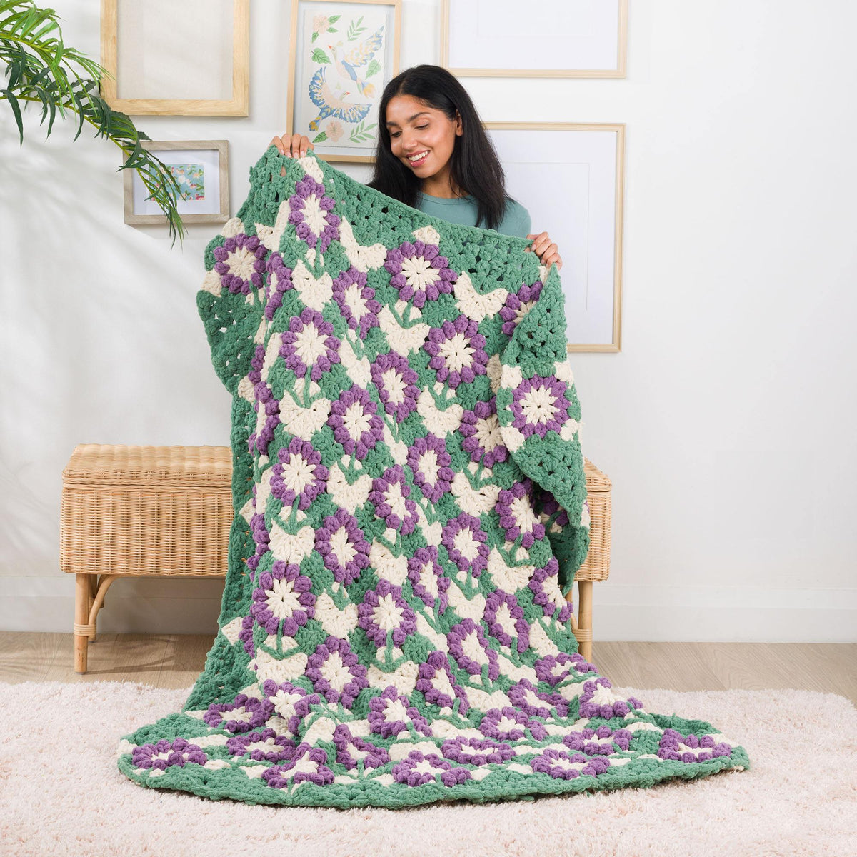 Flower Patch Crochet Blanket made using Bernat yarn