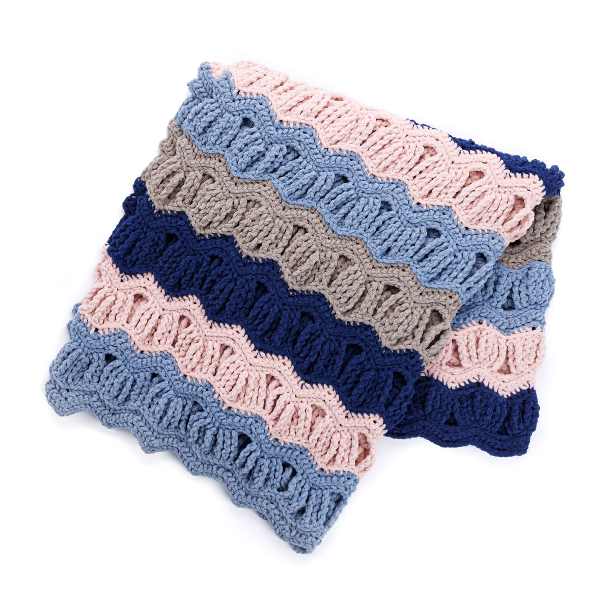 Vintage Fan Ripple Crochet Blanket made using Bernat yarn