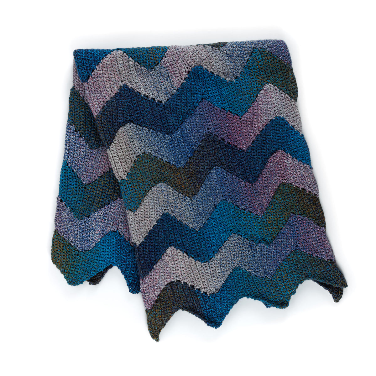 Join As You Zig Zag Crochet Blanket made using Bernat yarn in a styled lifestyle setting