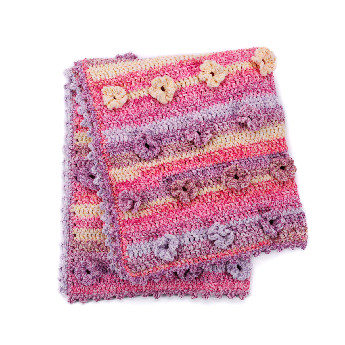 Petal Patch Crochet Blanket made using Bernat yarn