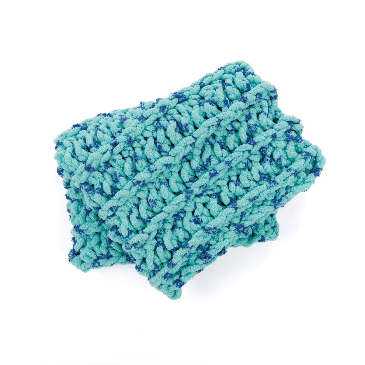 Ridged Big Crochet Blanket made using Bernat yarn in a styled lifestyle setting