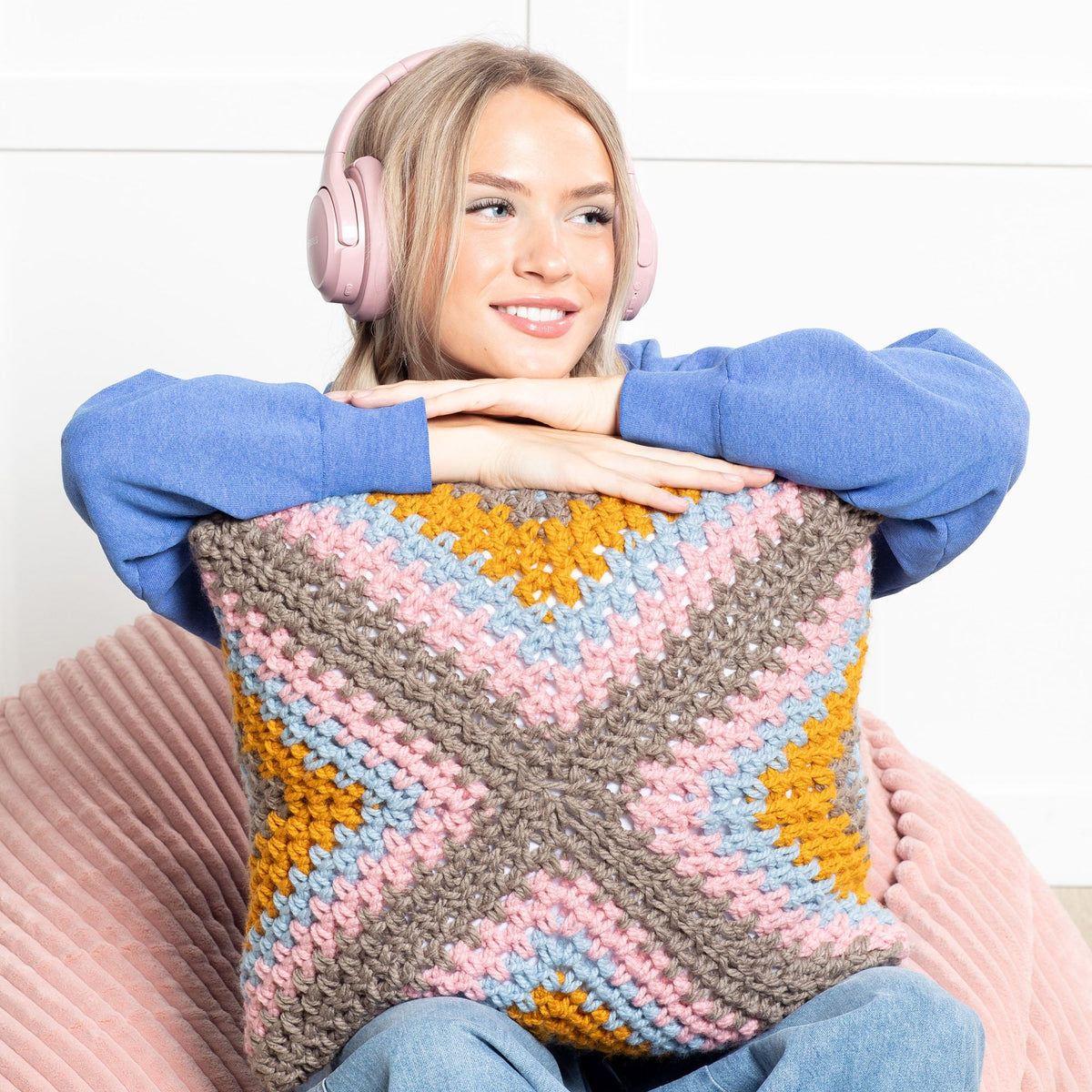 Crochet Pillow made in Bernat Softee Chunky Yarn