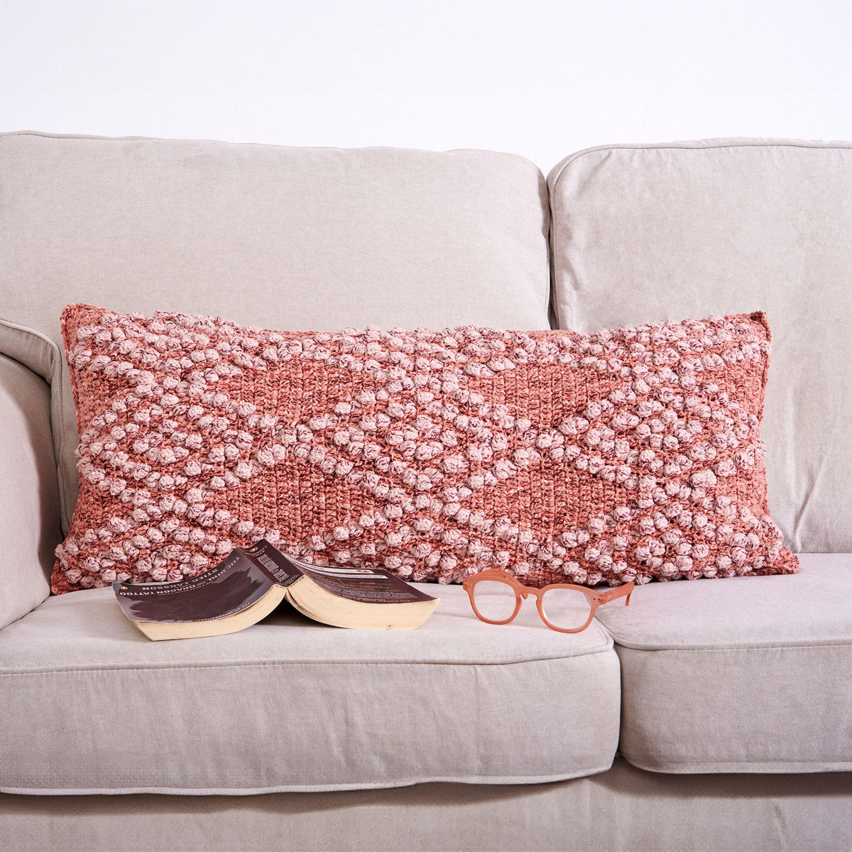 Crochet Pillow Cover made in Bernat Lattice Yarn