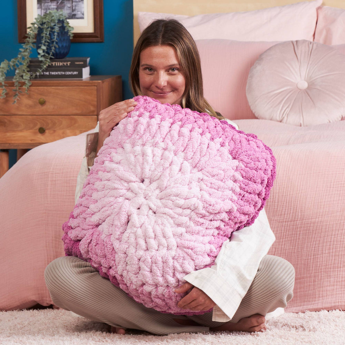Radiant Crochet Pillow made using Bernat yarn