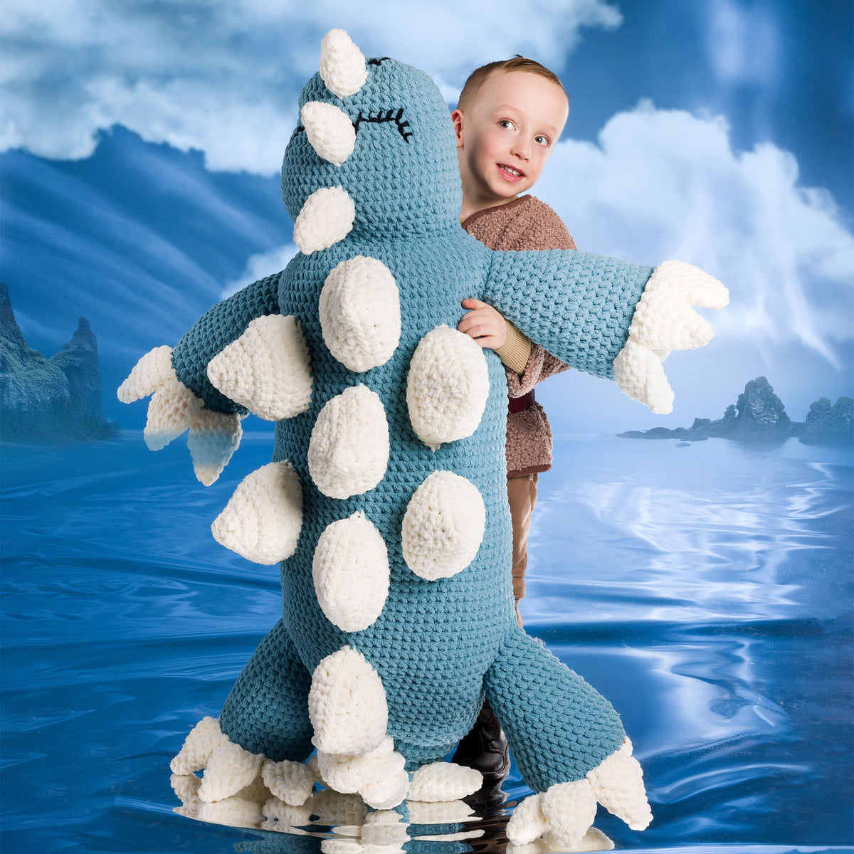 Dragon Body Pillow made using Bernat yarn