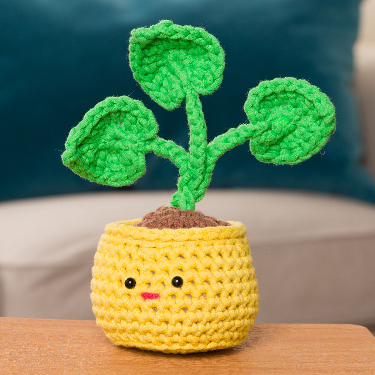Crochet Mini Monstera made using Bernat yarn