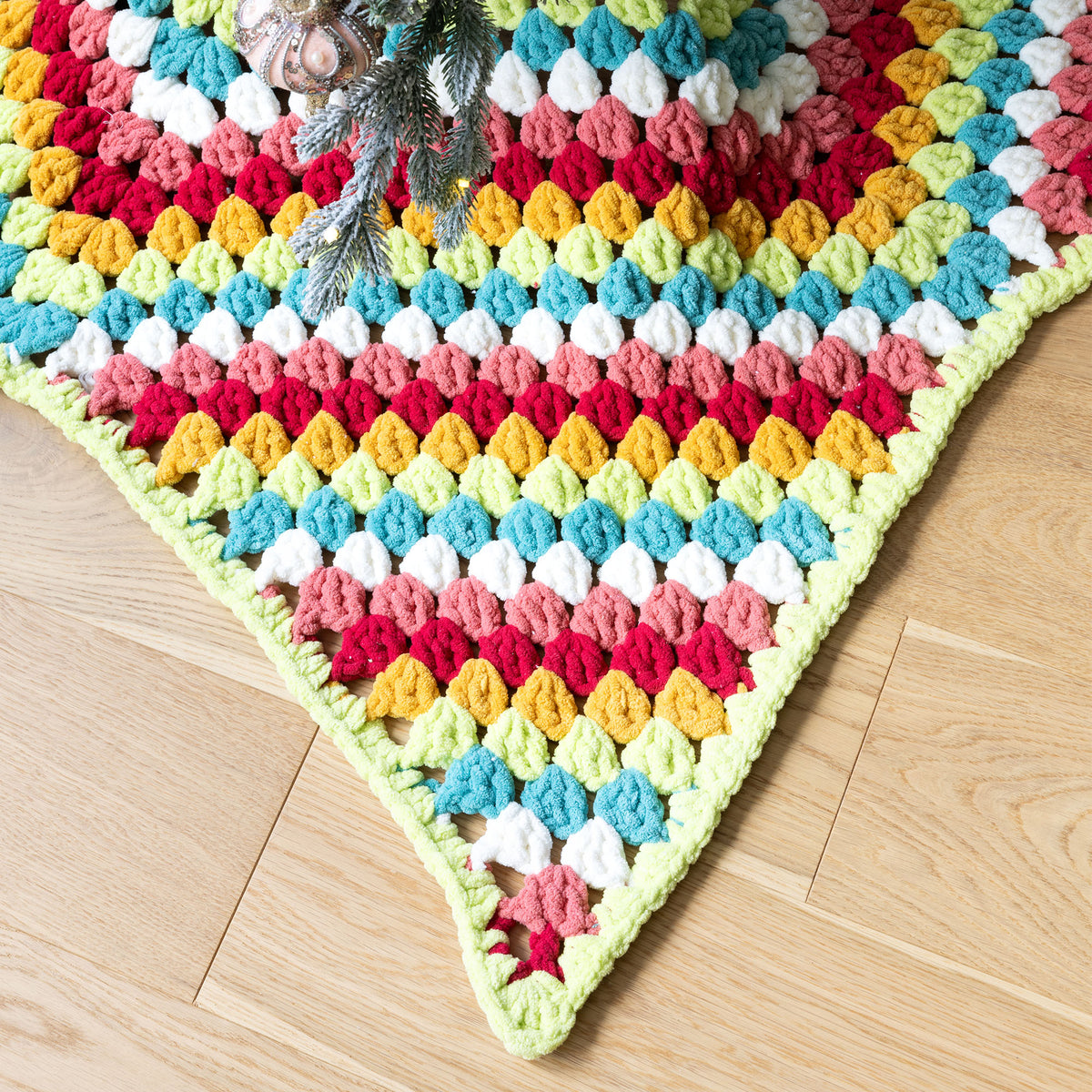 Crochet Star Tree Skirt made using Bernat yarn
