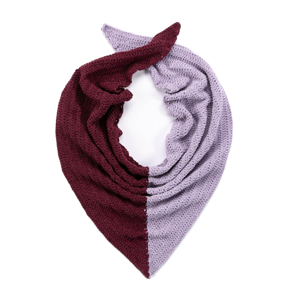 Crochet Contrast Corner Shawl made using Bernat yarn