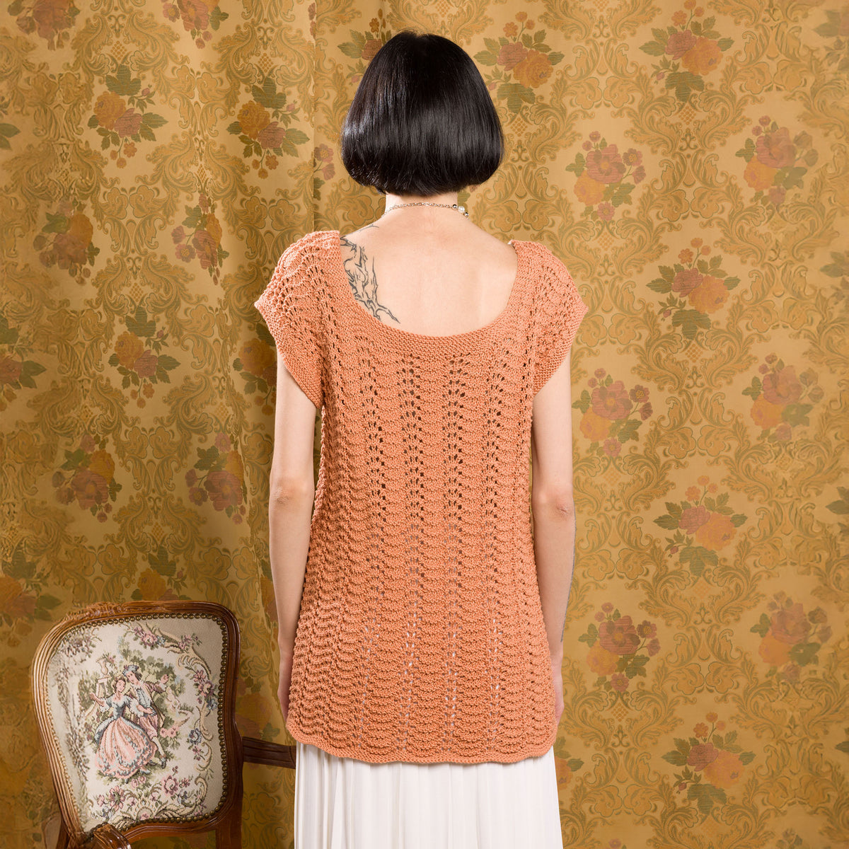 Scoop Neck Feather & Fan Knit Tunic made using Bernat yarn