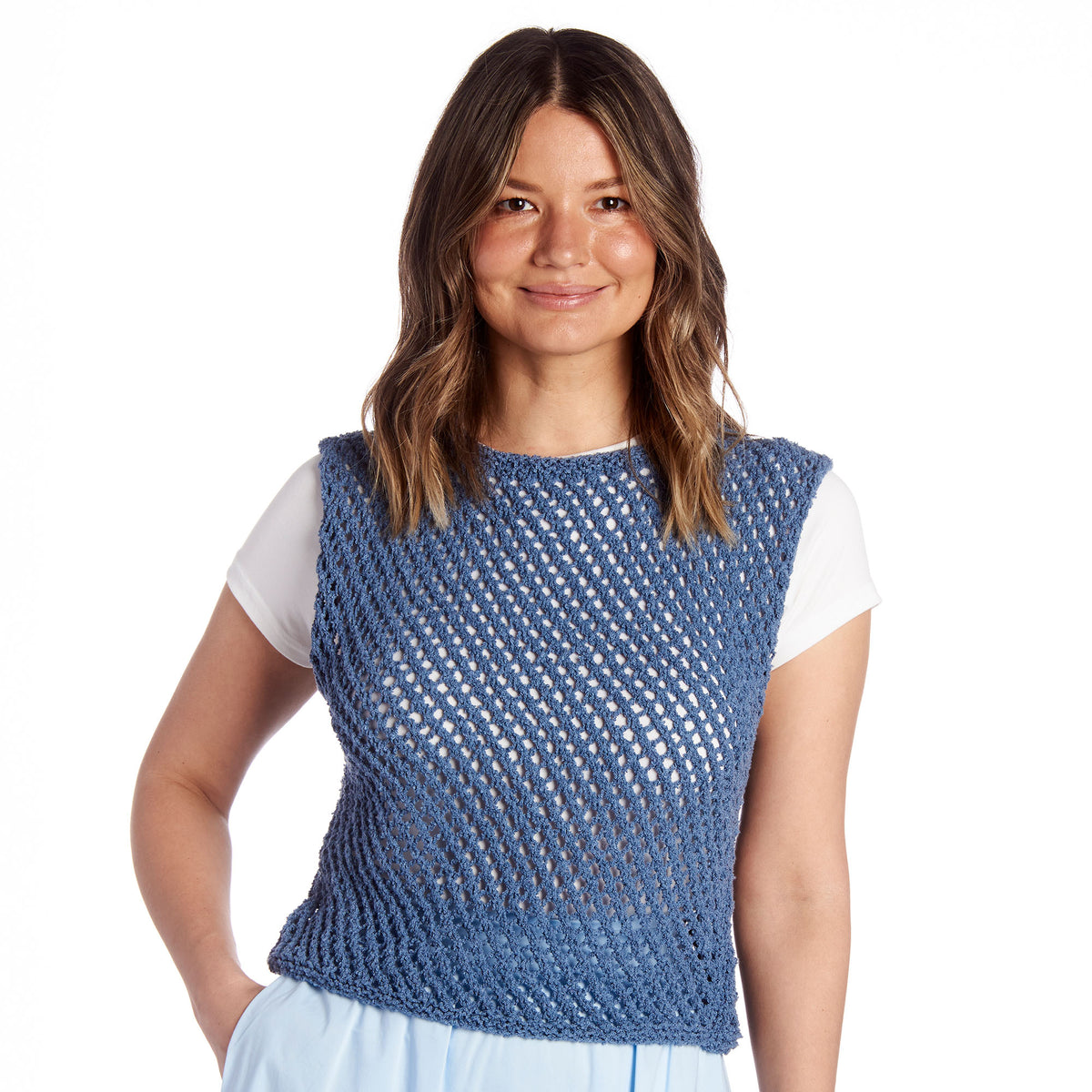 Knit Summer Days Top made using Bernat yarn