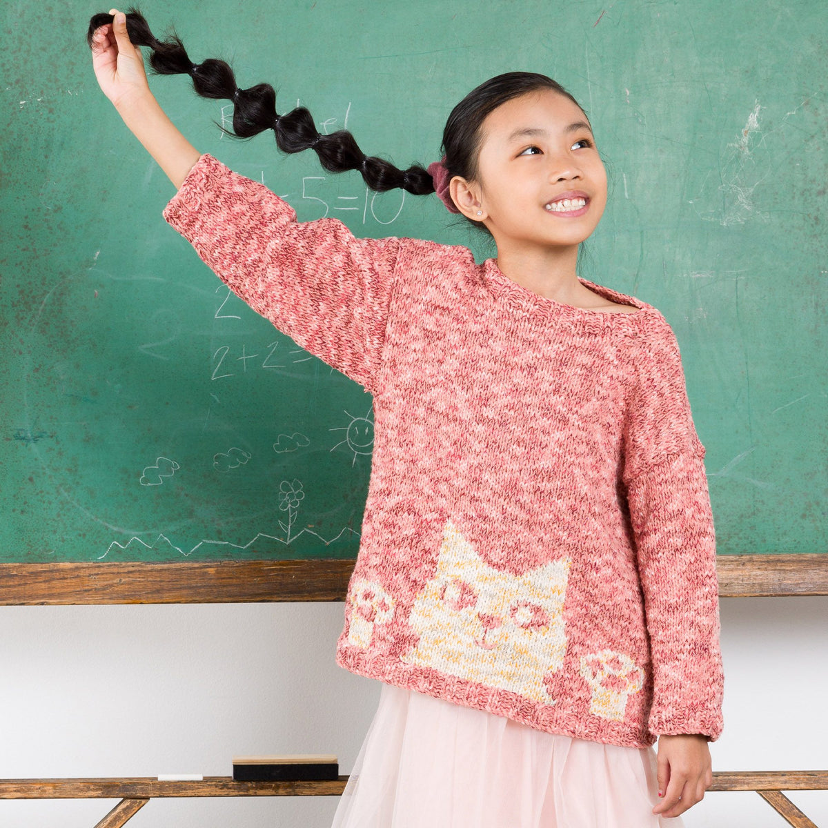 Purrfect Knit Pullover made using Bernat yarn