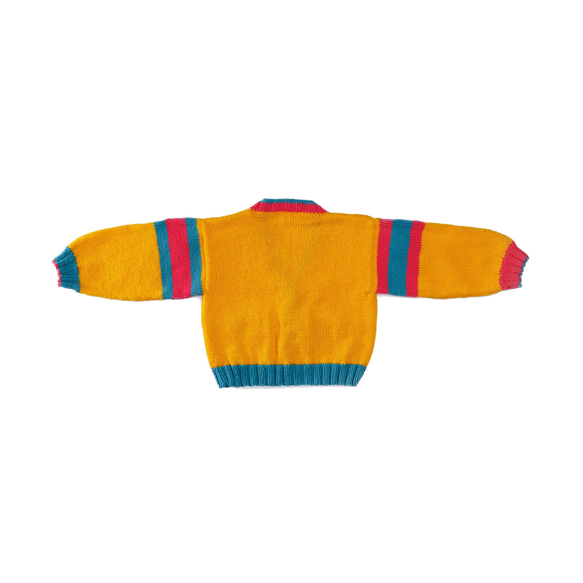 Bright Student Kids Knit Cardigan made using Bernat yarn