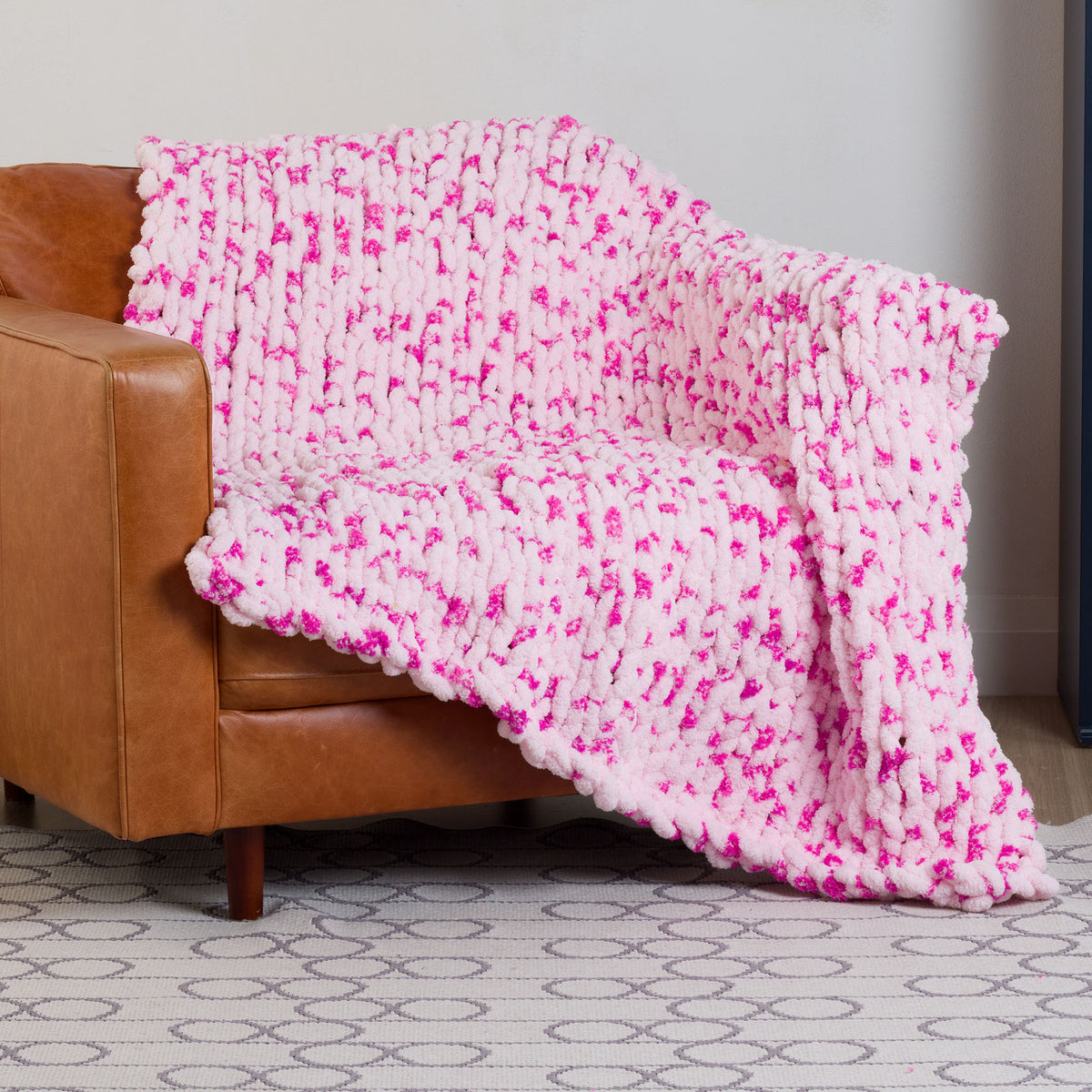 Signature Stitch Knit Blanket made using Bernat yarn