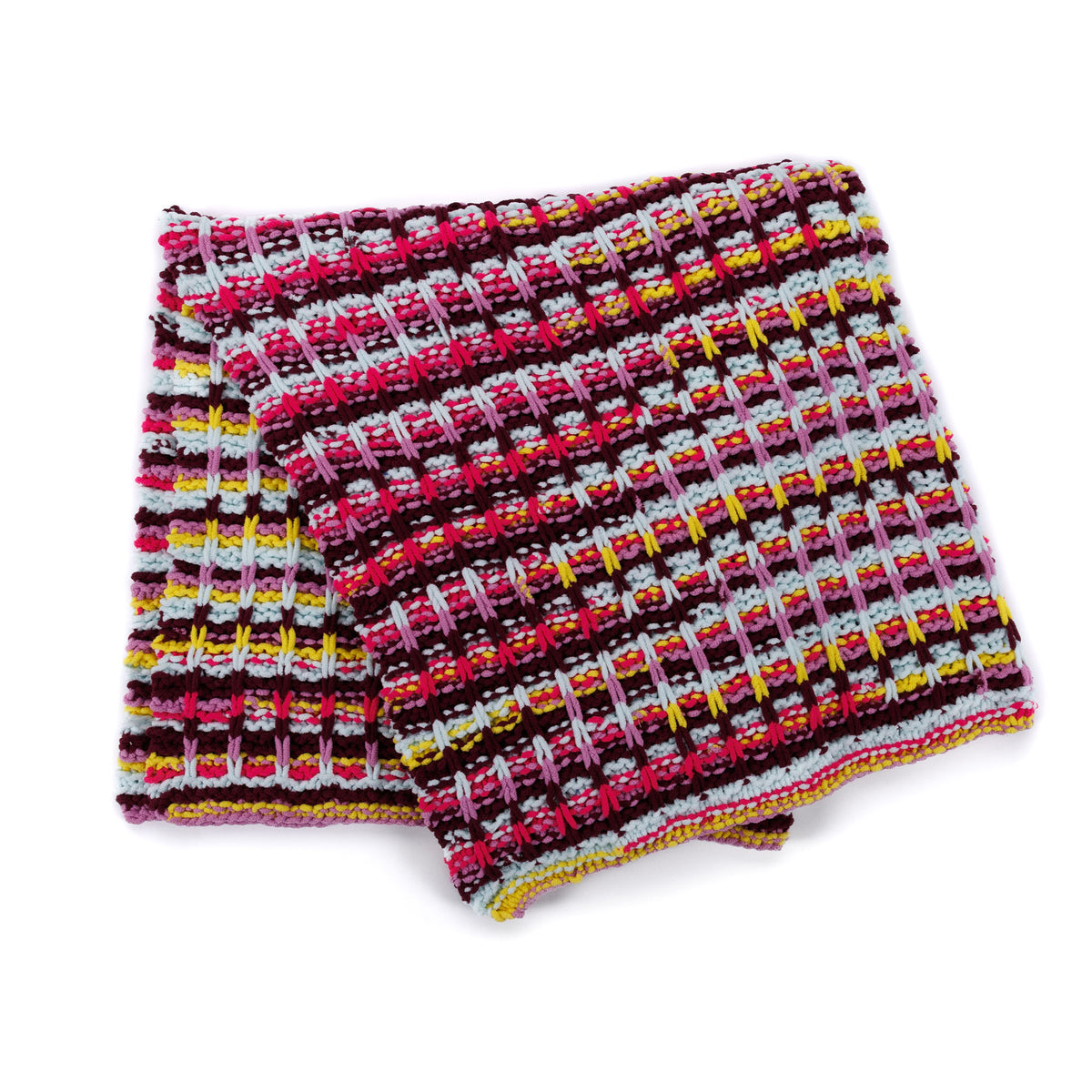 Slip Up Knit Blanket made using Bernat yarn