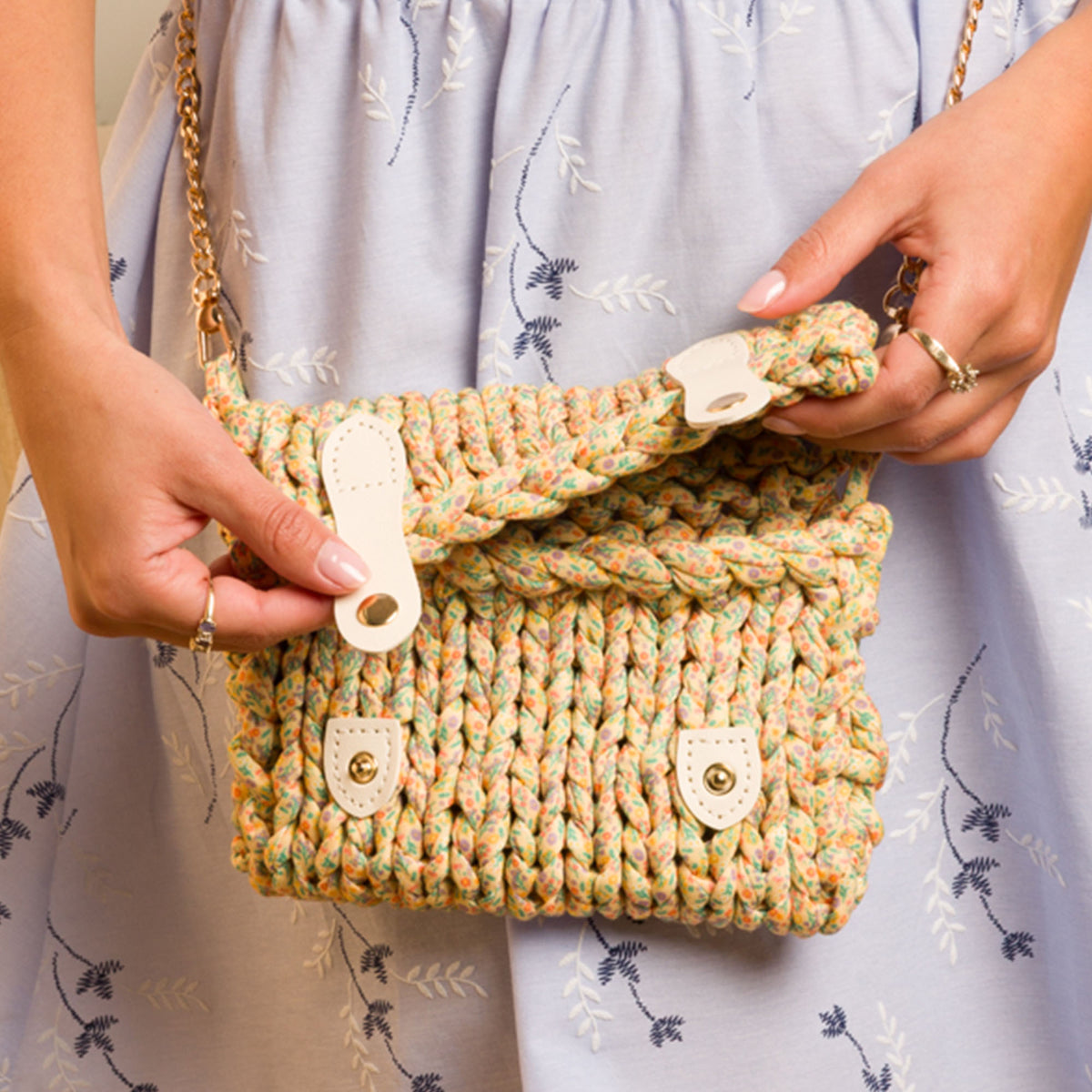 Spring In Your Step Knit Bag made using Bernat yarn