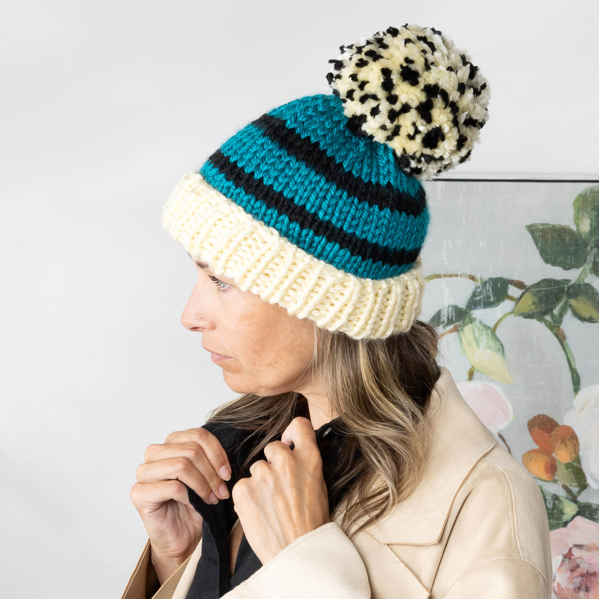 The Homeroom Knit Hat made using Bernat yarn
