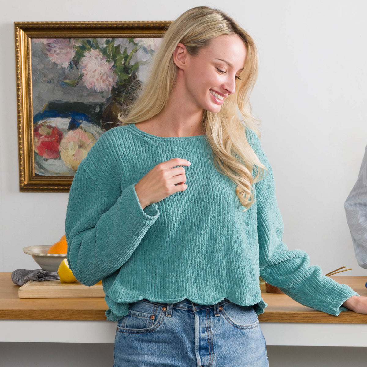 Scallop Edge Knit Sweater made using Bernat yarn