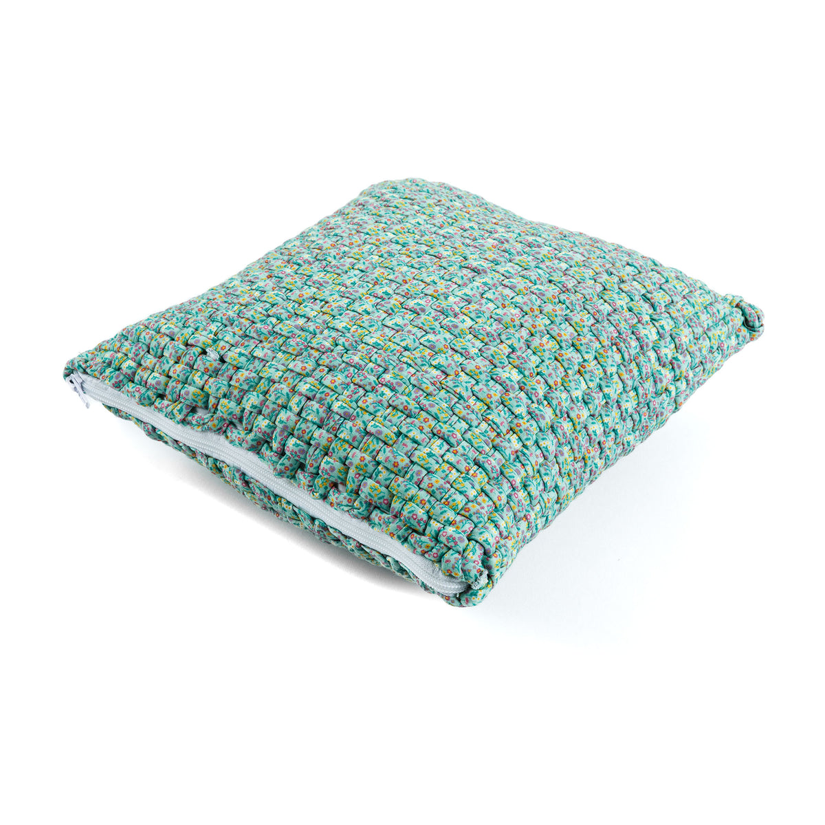 Wildflower Weave Pillow made using Bernat yarn
