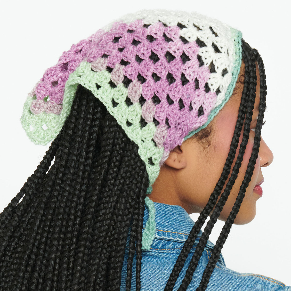 Crochet Bandana made in Caron Skinny Cakes Yarn