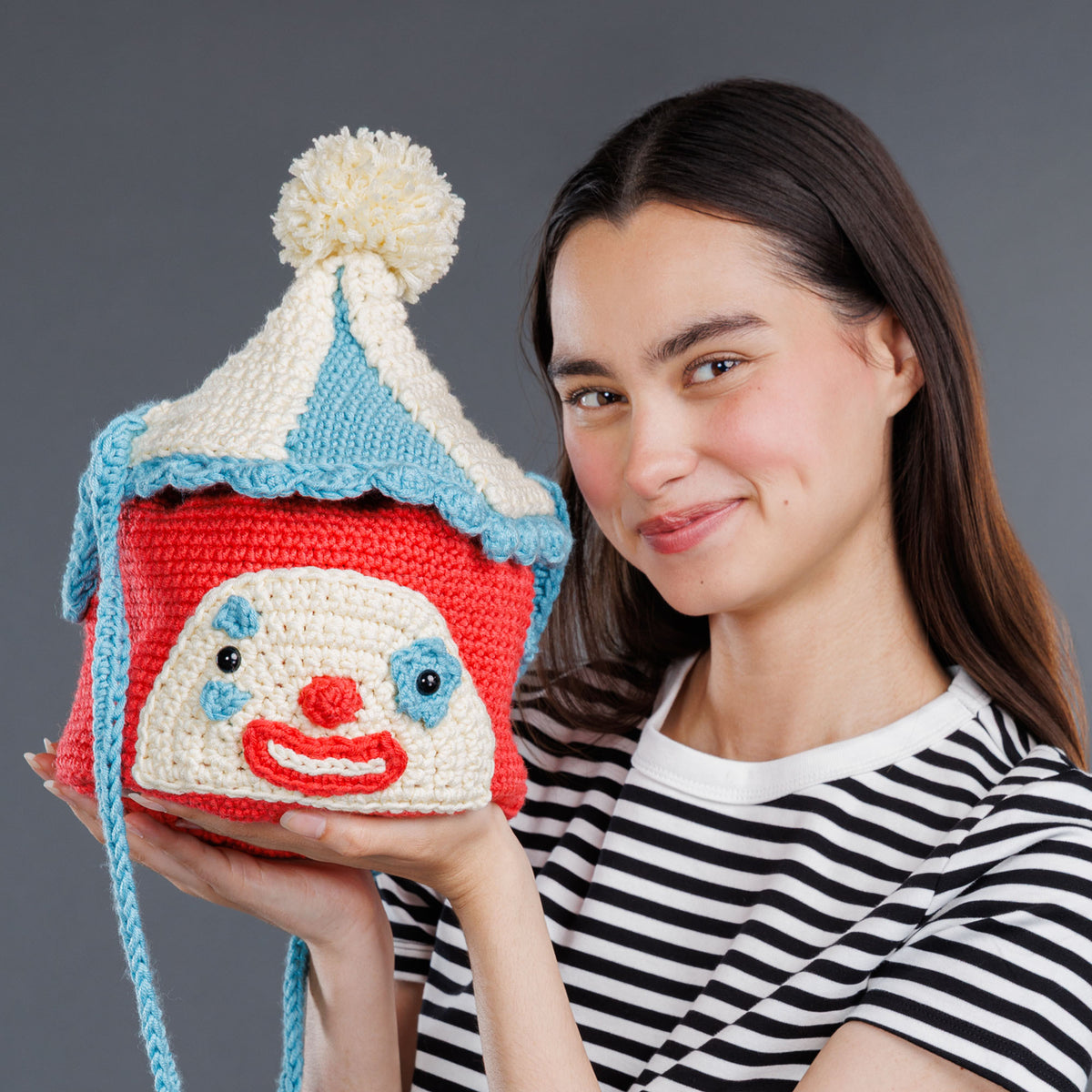 Under The Big Top Crochet Bag made using Caron yarn