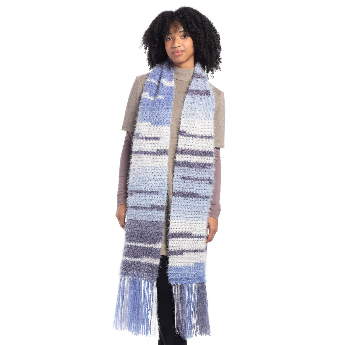 Crochet Cozy Cafe Wrap made using Caron yarn